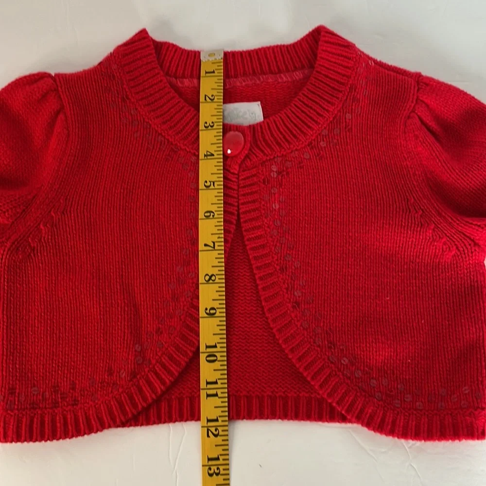 Justice red cropped sweater cardigan with short bell sleeves girls size M (12)